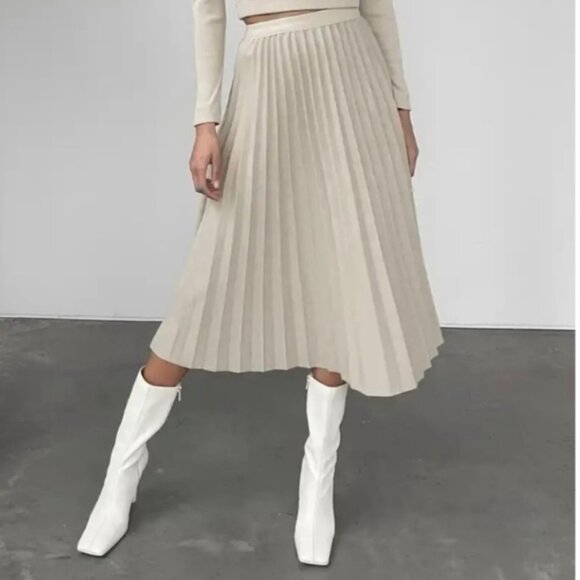 OAK + FORT Pleated Midi Skirt Pink - Picture 1 of 9